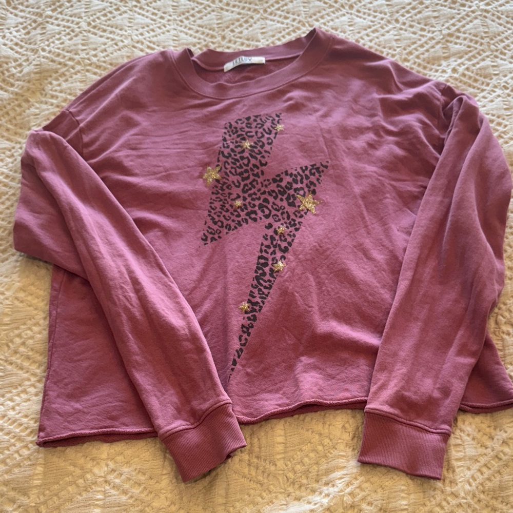 Anthropologie Pink Leopard Lightning Sweatshirt